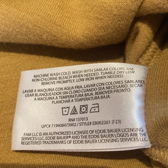 Eddie Bauer Cozycore Crew Neck L/S Cotton Knit  Sweater Autumnal Gold Size XL - Picture 9 of 11